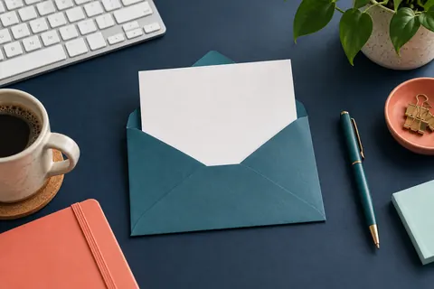 Feuille de réponse vierge dans une enveloppe sur un bureau