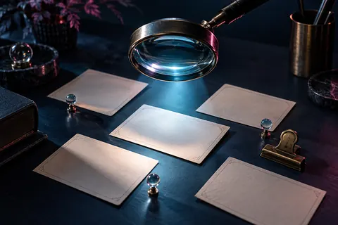 Lentille d’observation au-dessus de cartes datées et de balises lumineuses
